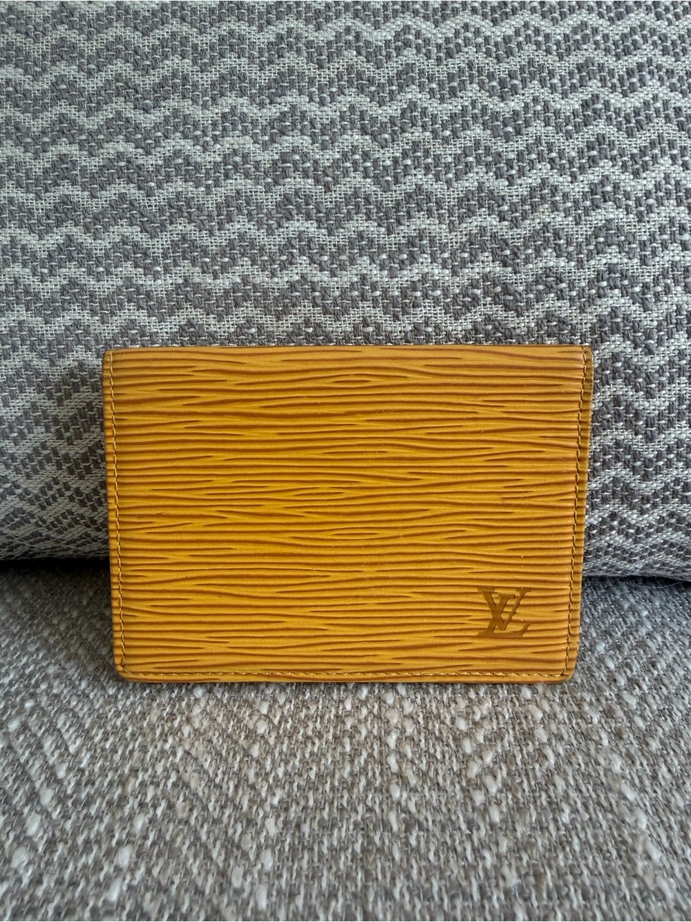 Louis Vuitton Epi Leather Mustard Yellow Card Holder ID Wallet Made in France